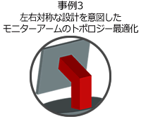 事例3 左右対称な設計を意図したモニターアームのトポロジー最適化