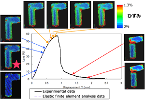 変位曲線グラフ＆ひずみコンター図