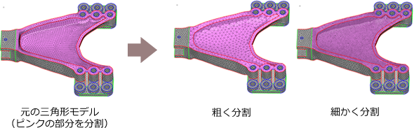 正三角形に近い形で分割し直したモデルの比較