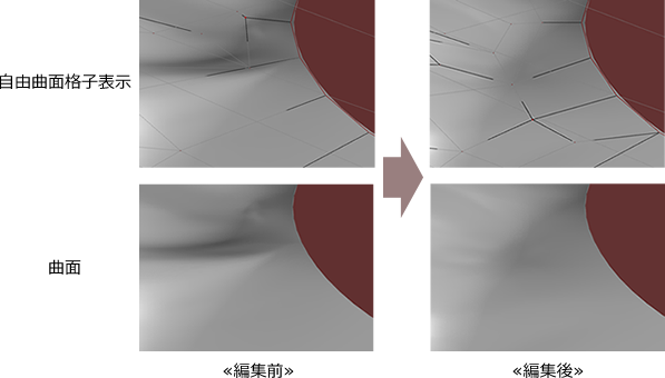 自由曲面格子の編集前後